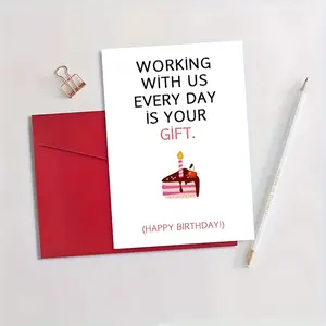1/3/7pcs  Funny Office Birthday Card for Coworker, Colleague, Boss - Humorous "Working With Us Every Day Is Your Gift" Greeting Card, Perfect Sarcastic Gift for Work Birthday Celebration with Blank Inside for Personal Note