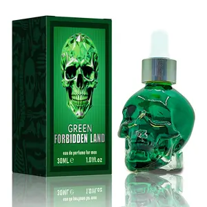 Men's Skull Design Perfume Oil, Long Lasting Fragrance for Men, Gothic Style Perfume for Daily Use, Summer Oud Fashion Perfume for Party, Daily Clothing Decor, Luxurious Scent, Green