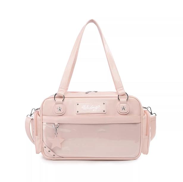 Multi-Color Glossy Ita Bag with Detachable Strap, Retro Sweet Style Anime Collectible Bag, Harajuku Streetwear Handbag for Anime Girls, Outdoor Daily Commute Bag