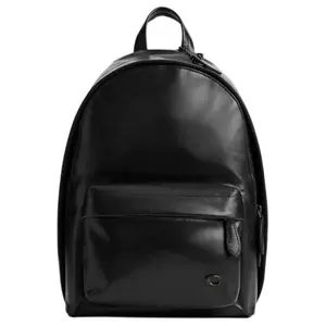 Coach Hall 22 Zip Top Leather Backpack – Unisex Small Size, Minimalist Black Design