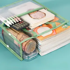 Two transparent large capacity A4 document bags, simple and practical transparent document organizing bag, suitable for A4 paper, flat books and documents, multifunctional storage bag, suitable for school, office and home organization