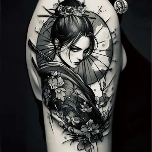 6 large herbal tattoo stickers, including 1 geisha-themed sticker and 5 random designs; lasts 7–15 days, waterproof and resistant to friction, realistic effect; suitable for those who don’t want tattoos but are sensitive to pain.