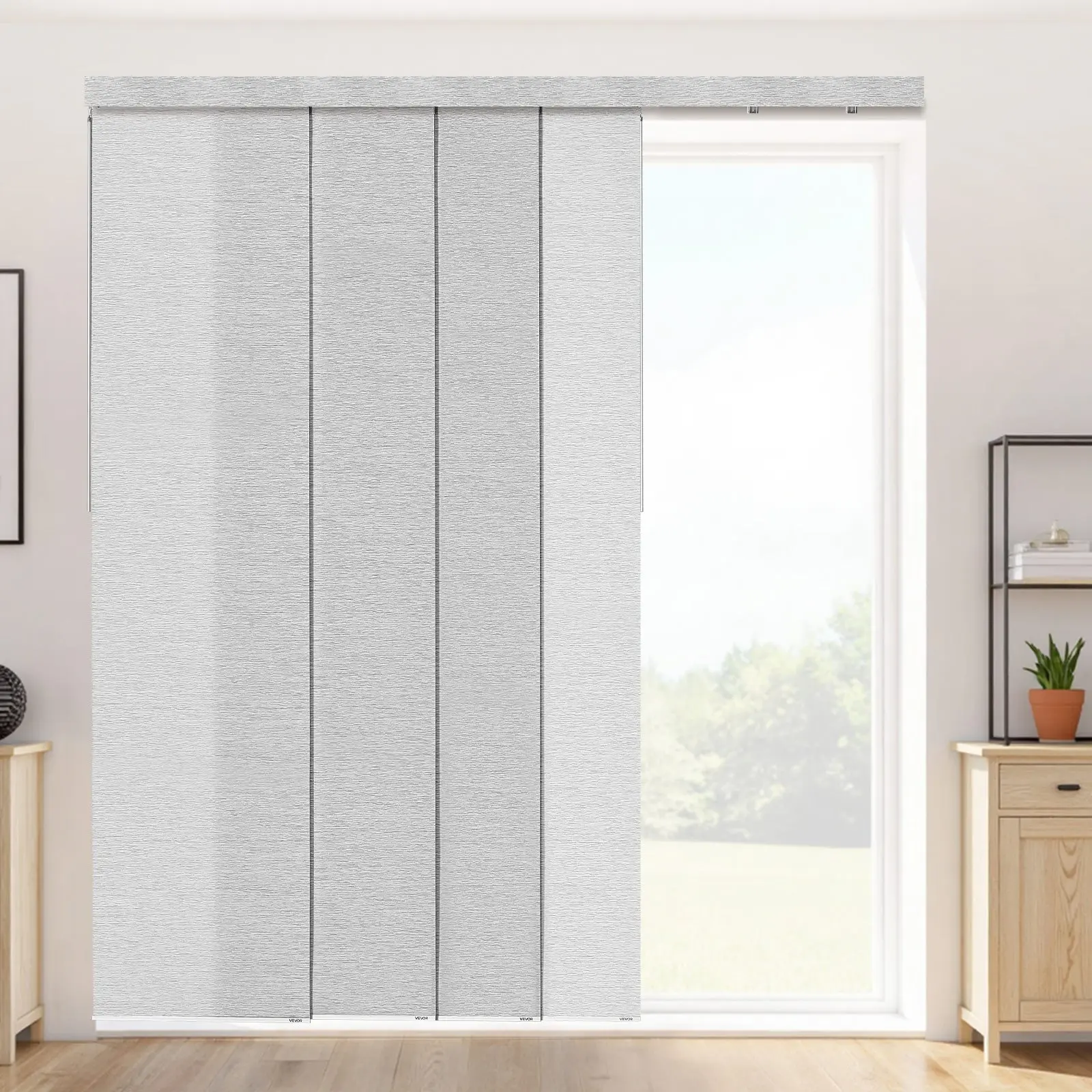 【Summerfinds】VEVOR Panel Track Blinds, Extendable Track from 45.8 in to 86 in W, Trimmable Panel Curtains Up to 96 in H, Adjustable Vertical Panel Blinds for Sliding Doors, Patio Doors, Room Divider, Window, Gray