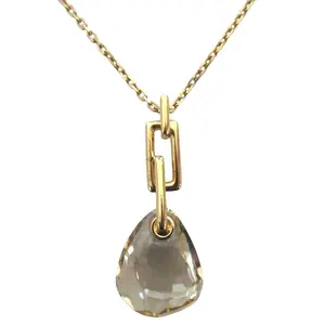 Pre-owned Swarovski Gold-plated Small Leather Goods Crystal Necklace