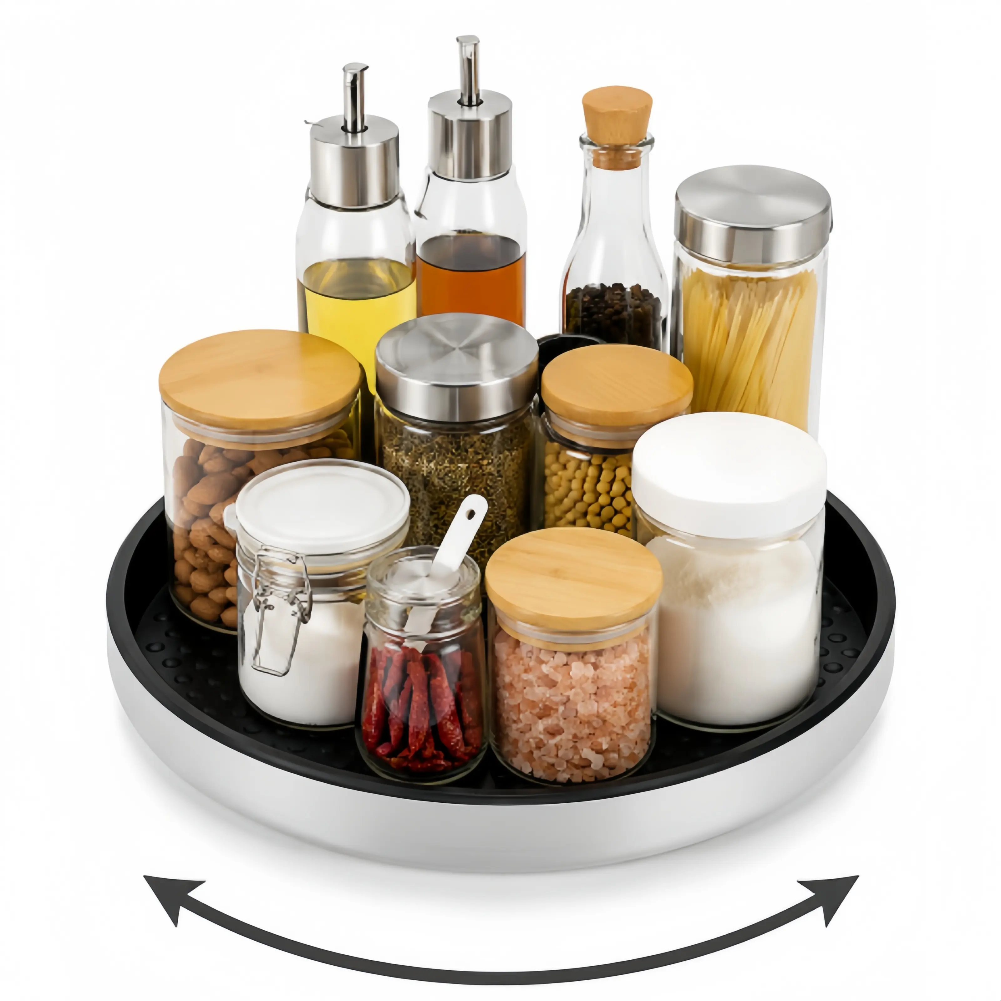 25cm Rotating Tray Lazy Susan Turntable | Anti-Slip Minimalist Spice Rack Organizer for Kitchen & Vanity, 2 Colors Available