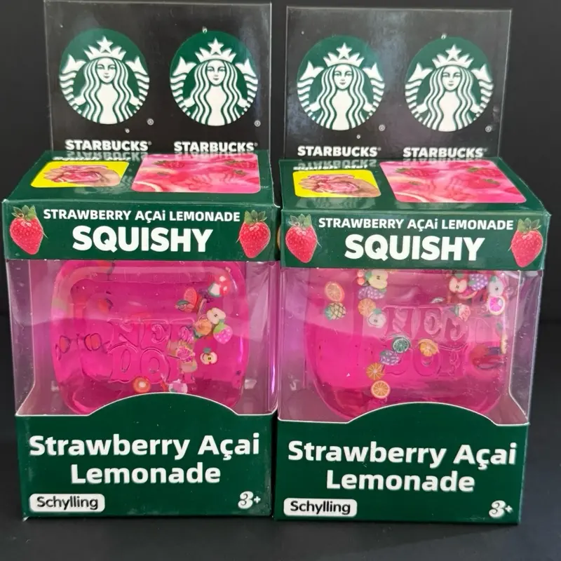 Squishy Cube, Strawberry Açaí Lemonade- Stress Relief Toy for Kids, Adults Sensory Ice