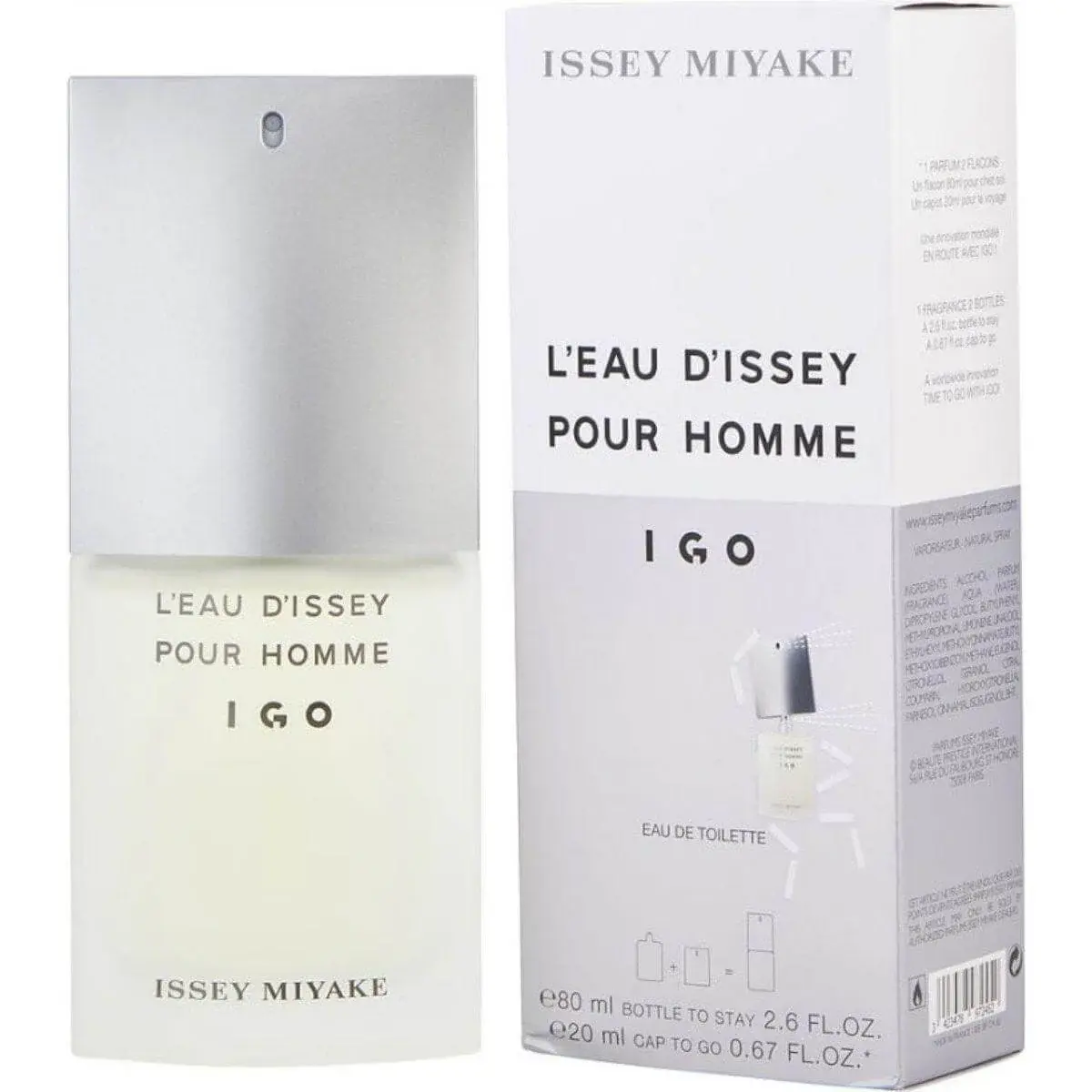 Issey Miyake L'eau D'issey IGO Men's Cologne Travel Set, 2.6 oz, New in Box, with Amber, Cedar, Citrus, Lemon Notes, Liquid, Musk, Scented Travel Set, Tahitian Vetiver, Wood, Signature Scent, Male Wear, Woody Freshness