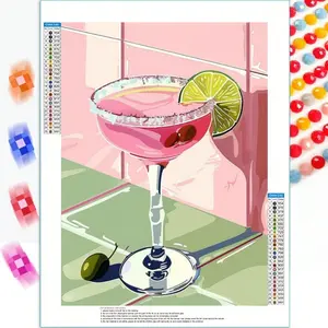 5D Diamond Painting Diamond Kits Cocktail Diamond Embroidery Sale Rhinestone Colorful Cocktail Illustration Dots Gift Cocktail Wall Art Gift Ready