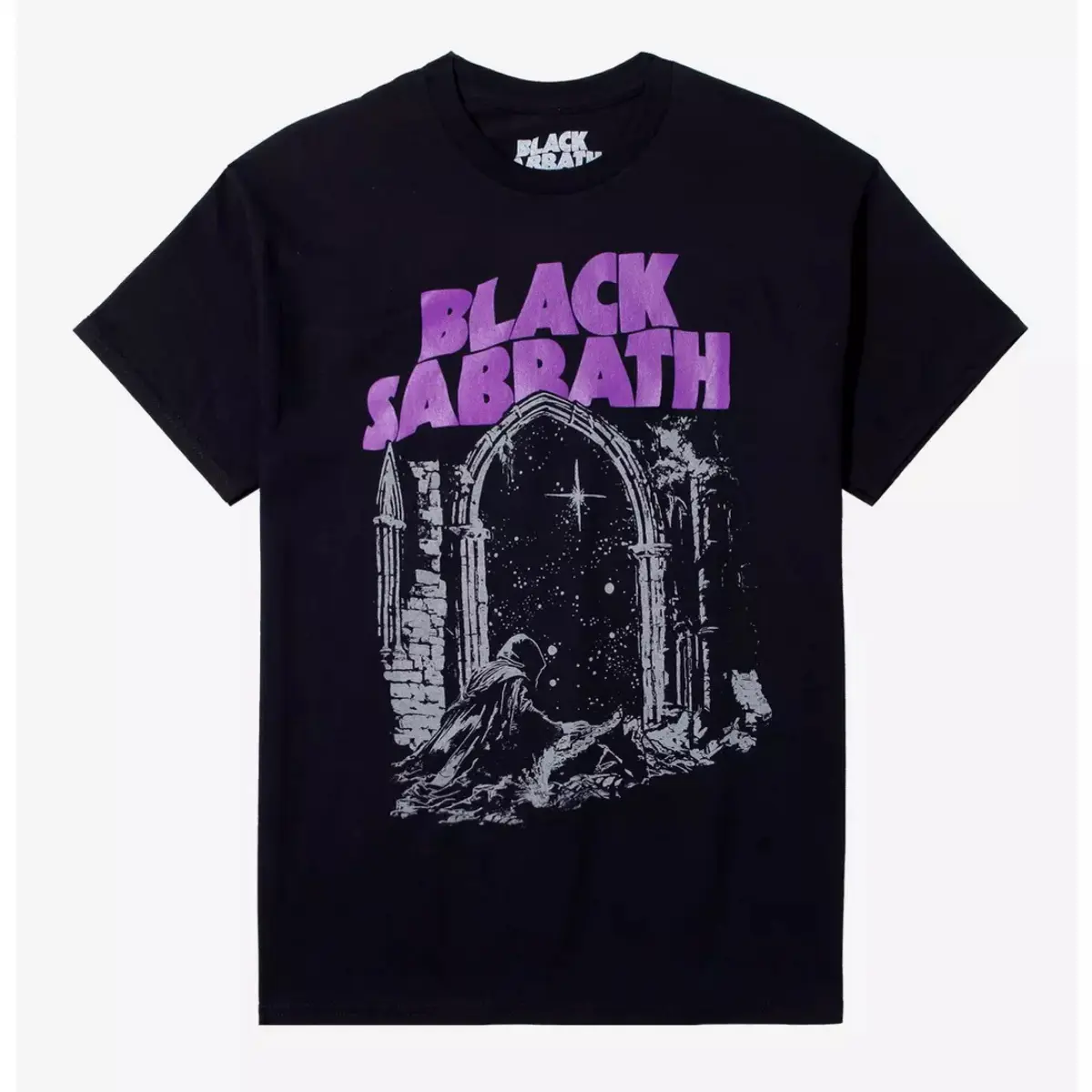 Men's Oversized Black Sabbath Night Arch Graphic Short-Sleeve Tshirt - Soft Cotton Fabric, Sweat-Absorbent, Round Neck, Breathable Casual Streetwear Menswear Top