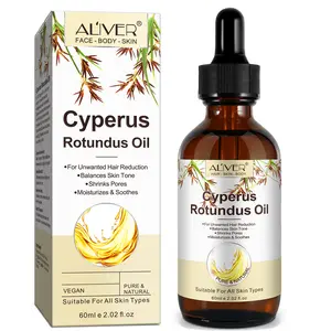 ALIVER Cyperus Rotundus Oil (60ml) for Hair Removal, Reduces Unwanted Hair, Moisturizes & Soothes Skin, Shrink Pores for All Skin Types