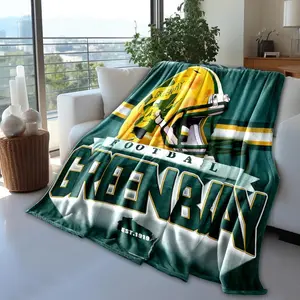1PC Football Blanket Classic Sherpa Double Layer Flannel Throw Blanket For Football Fans Warm Soft Perfect Gifts For Christmas Birthday