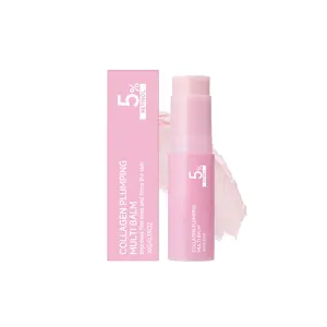 PDRN Pink Collagen Volume Multi Balm 10g - 5% Volufiline, Hydrating Anti-Aging Stick for Glass Skin, K-Beauty Multi-Use Balm for Face, Lips, Cheeks