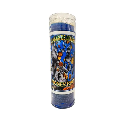 Money Rain Prepared Candle – Money Drawing Spiritual Candle for Prosperity, Abundance & Success