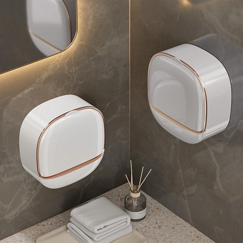 Luxury Soap Holder with Drain Tray Waterproof Soap Dish Holder Adhesive Wall Mounted for Shower Bathroom Bathtub Keeps Soap Bars Dry