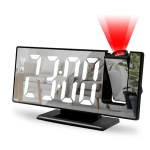 Smart Projection Mirror Alarm Clock✨ Large Screen Night Light Silent Electronic Clock, Multifunctional Desktop Digital Clock with Snooze Function for Home Use, Bedroom Bedside Clock