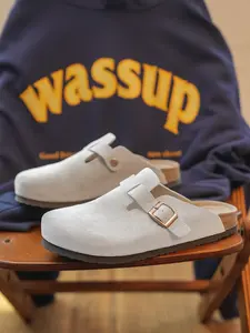 Unisex Vintage Cork Footbed Sandals, Casual Comfortable Slides with Adjustable Buckle for Indoor & Outdoor Wear, Summer Shoes for Men & Women, Boy, Slip on Mules, Casual Clogs