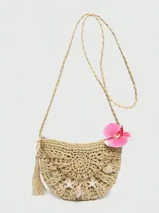 Fresh and artistic style, exquisite texture woven armpit bag, shell, starfish, flower hanging accessories, woven shoulder strap, tassel design, sweet and elegant style, summer vacation/out on the street