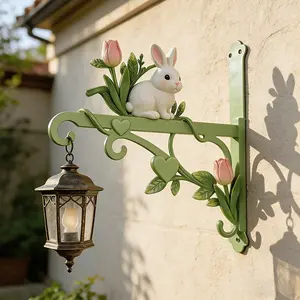 Colorful Metal Garden Hook with Pastoral Plant Motif, Easy Install with Screws, Ideal for Flower Baskets, Signs, Plaques, Indoor Outdoor Use