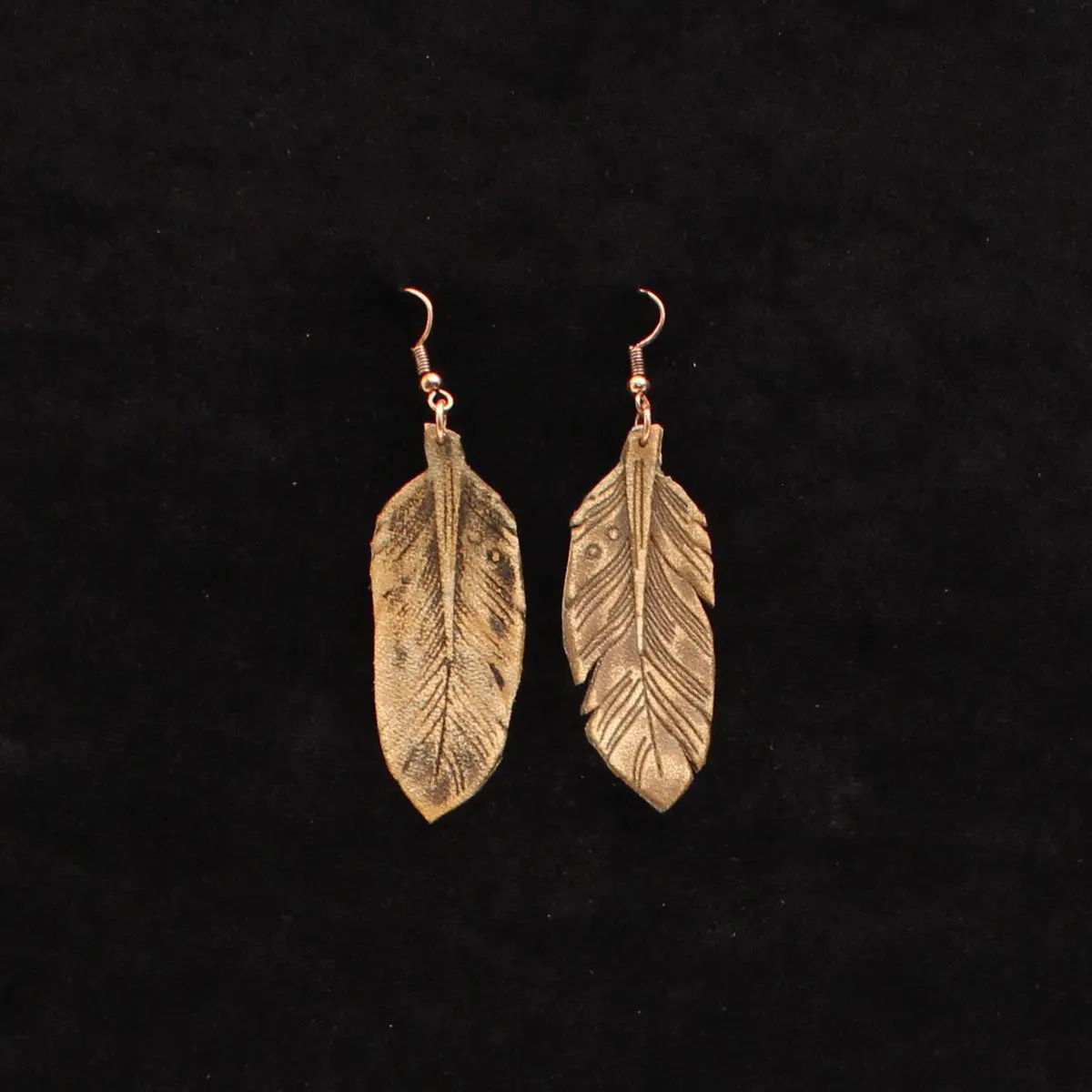 Blazin Roxx Brown Leaf Leather Earrings
