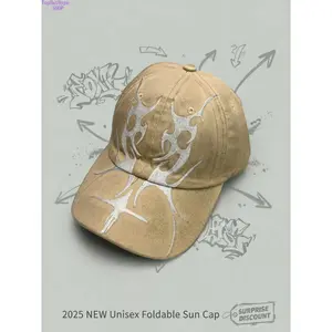 Vintage American Style Flame Embroidery Unisex Baseball Cap, Faded Flame Embroidery, Casual Commute/wednesday Shopping Fashion Accessory