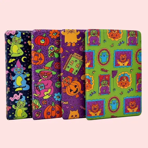Kitty Kindle Case - Faux Leather Cover with Stretch Hand Strap Compatible with Kindle Devices Clear & Full Design Backings Available