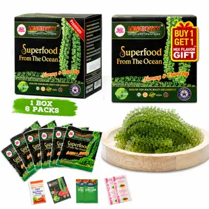 [Buy 1 Get 1 Gift Free] Longevity Dehydrated Sea Grapes 6 Packs of 4.23 oz Green Caviar Umibudo Latok Seaweed Organic Premium Quality Crunchy Flavor Superfood From The Ocean