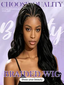 26 Inch Full Lace Front Braided Body Wave Wig, Natural Look, Easy to Style, Perfect for Daily Wear, High-Quality Material