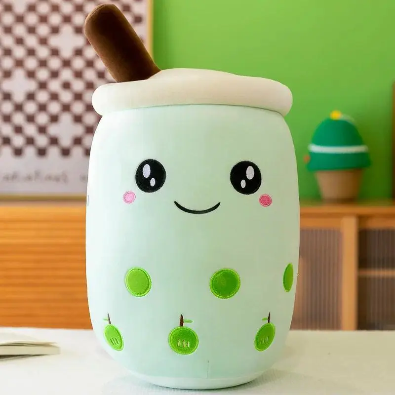 Giant Bubble Tea Plushies (22-70cm) - Squishy Boba Pillow, Fruit/Ice Cream Brown Drink Bottle Prop, Decoration Gift for Toy Collectors, 35Cm