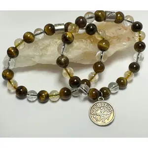 Sagittarius Astrology Zodiac Bracelet - November December - Crystal Healing Jewelry - Citrine - Tigers Eye - Clear Quartz
