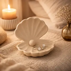 Shell Jewelry Tray, Minimal Ring Holder Dish, Coastal Organizer