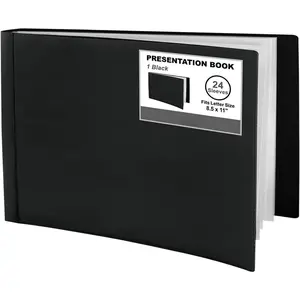 8.5x11 Portfolio Binder (Horizontal), Plastic Presentation Book, 24 Pockets Displays 48 Pages of Letter Size Documents, , Keepsakes, Art Portfolio Folder, Acid-Free Poly