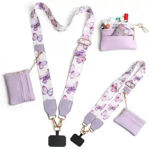 Adjustable Crossbody Phone Strap with Detachable Zipper Wallet Phone Pocket, Universal Anti-Loss Phone Lanyard, Card Holder, Unisex