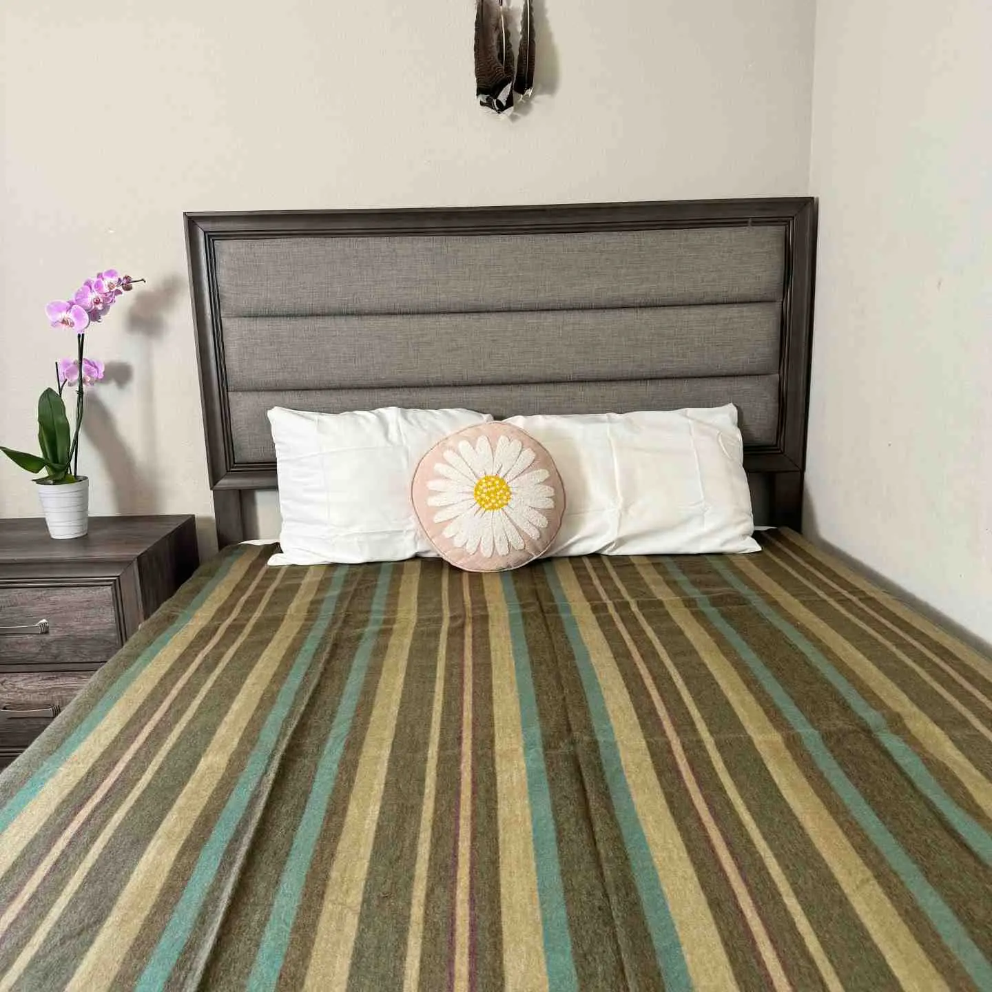 Twin Alpaca Wool Blanket – Handcrafted Reversible Boho Throw