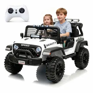 24V Two-Seater Electric Truck for Kids, Battery Powered Ride On Car with Parent Remote, Spring Shock Absorption, 2 Adjustable Speeds, LED Headlights & Built-in Music, Perfect Toy for 3-8 Years Old