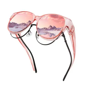 Women's polarized sunglasses, UV400 protection, fashion round cat-eye sunglasses, large lenses, glasses-style sunglasses, retro glasses, hot girl sunglasses, outdoor seaside sports UV protection