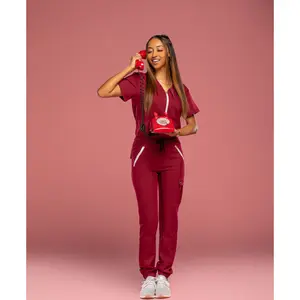 Heavenly Maroon Scrub Bottoms - Comfortable Jogger Pants, Lightweight Design, Ideal for Everyday Use, Essential for Women