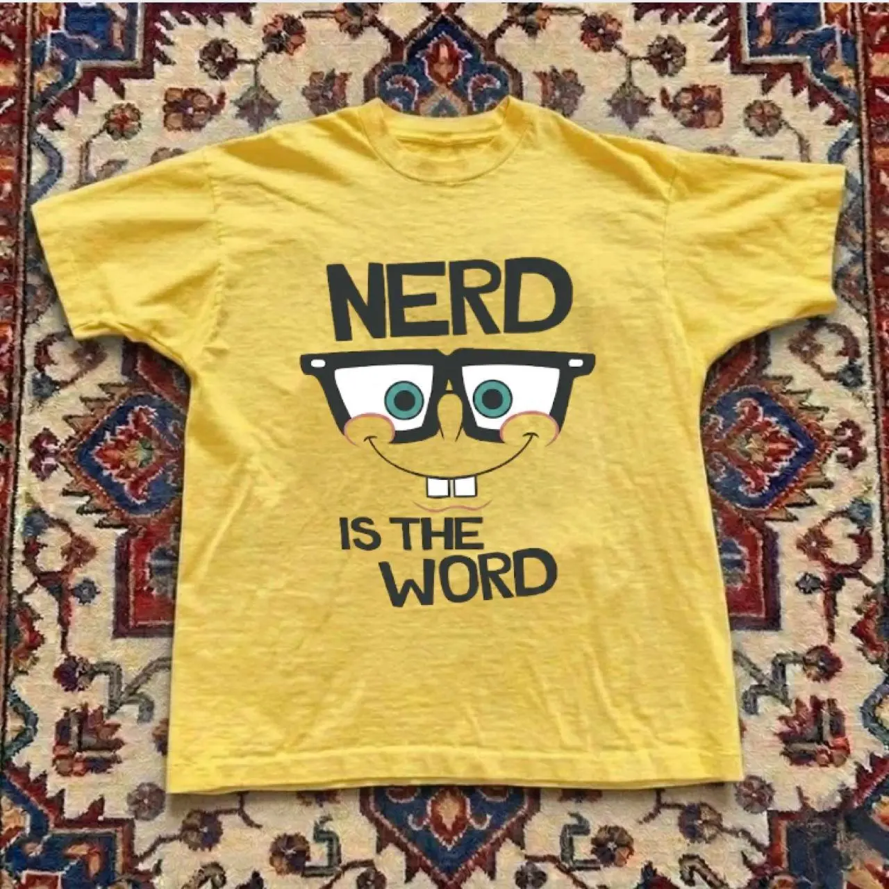 SpongeBob “Nerd Is the Word” Graphic Tee – Funny Cartoon T-Shirt, Y2K Vintage Aesthetic