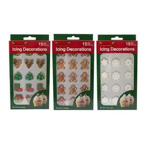 Christmas Edible Cake Decorations - Candy or Cupcake Topper -Gingerbread Man, Reindeer, Trees, Wreaths, Boots, and Snowflakes, 45 Pieces Total