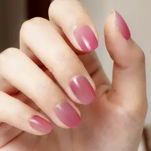 Clean Girl Semi Cured Gel Nail Strips 20+6 Individual Trial Strips | Dusty Rose Jelly Ombre | Includes 6 Extra Strips to Try | 5-Min UV Cure | OAUEE