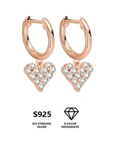 S925 Sterling Silver Heart Shaped Artificial Moissanite Decor Earrings, Elegant Jewelry for Women for Party, Daily Clothing Decor, Trendy All-match & Exquisite Jewelry for Gift, Valentine's Day, Gift
