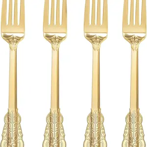 100 Piece Plastic Fork Set, Baroque Dessert Forks, Durable for Fruits and Salads, Perfect for Events
