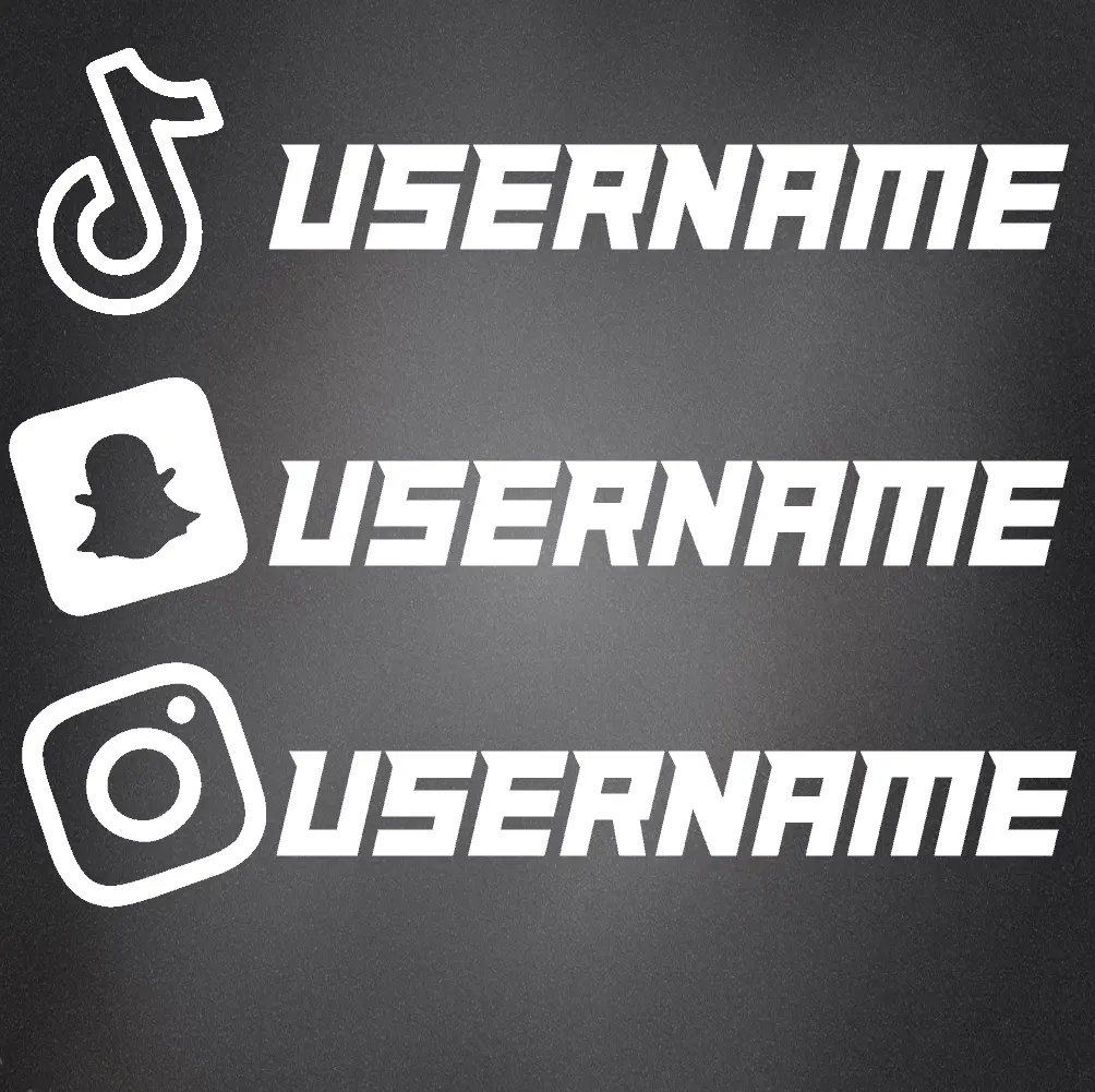 Social Media Username Decal - Customizable Design for Your Profile - Black Background with White Text