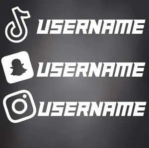 Social Media Username Decal - Customizable Design for Your Profile - Black Background with White Text Social Media Username Decal - Customizable Design for Your Profile - Black Background with White Text