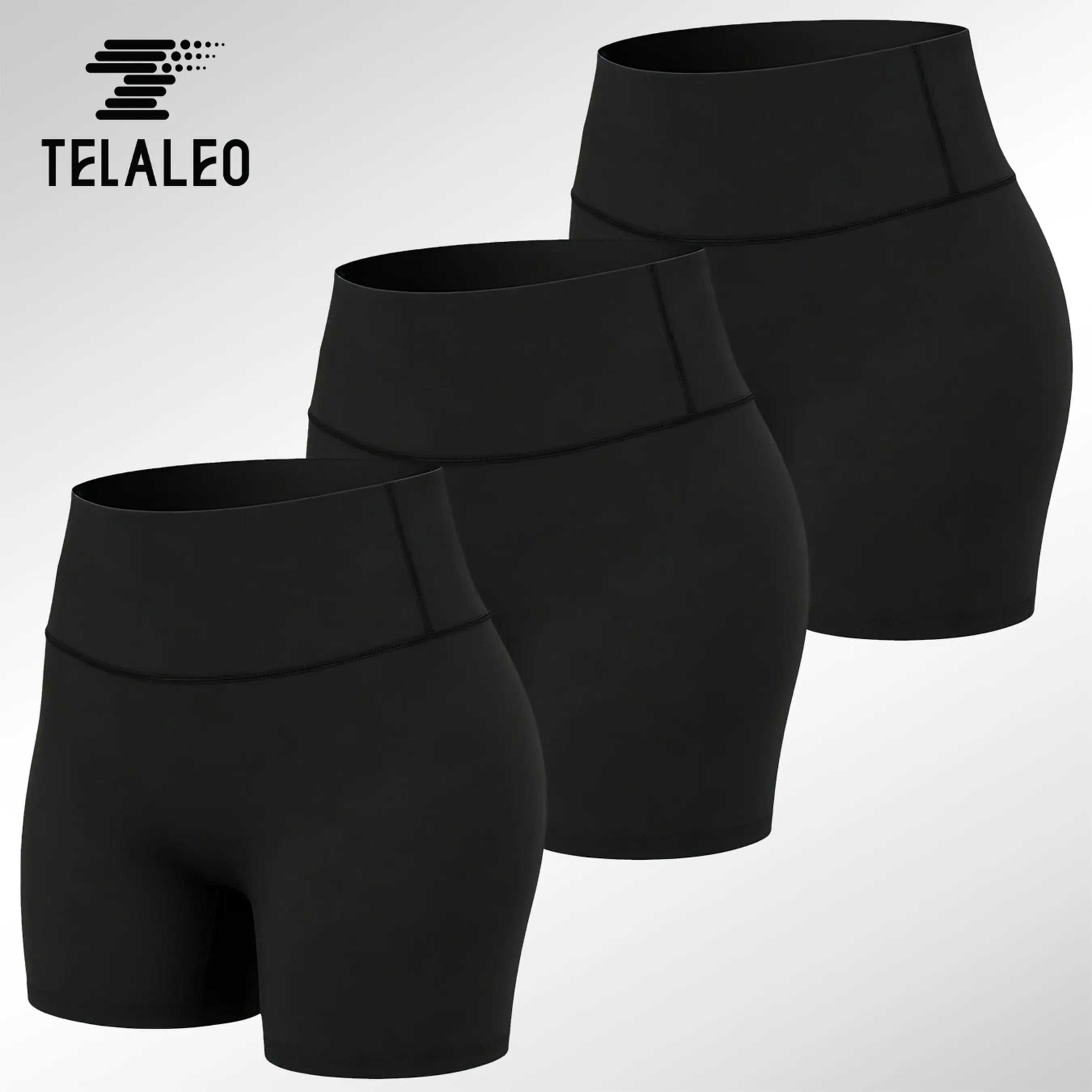 TELALEO 3 Pack Women's High Waist Yoga Shorts - Quick Dry, Moisture Wicking, Tummy Control, Soft Comfortable Athletic Shorts for Pilates, Running, Workouts for Flat Tummy, Gym Baddie Fit Inspo Body Goals Womens Fitness