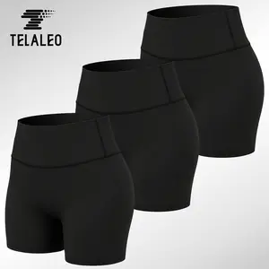 TELALEO 3 Pack Women's High Waist Yoga Shorts , Quick Dry Moisture Wicking Tummy Control Shorts, Soft Comfortable Athletic Yoga Shorts for Pilates Fitness Running outdoorfun
