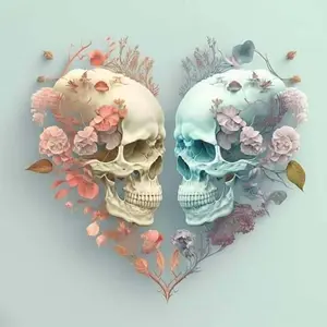 5D DIY Full Drill Diamond Painting - Diamond Painting Kit Skull Floral Mosaic Canvas DIY Wall Art, Home Wall Decoration, Crafts