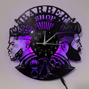 Colorful vinyl wall clock, Analog Clock, designed with a barber shop theme, suitable for home decoration, office decoration, hotel decoration, holiday gifts, birthday gifts, graduation gifts, tabletop ornaments, art collection, sleep night light