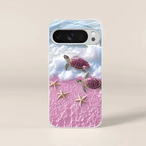 Cute tropical summer vacation phone case, clear coastal island ocean bumper for Google Pixel 10 Pro XL — 975