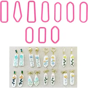 Polymer Clay Cutters, 10 count Clay Sculpting Tools Polymer Clay Earrings Cutters Kit Basic Clay Cutters Tools Sculpting Polymer Clay Molds Dangle Shape Clay Cutters for Polymer Clay  Making