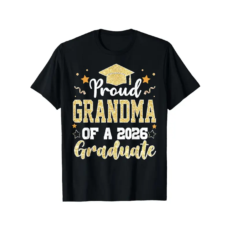 2026 Graduation-Themed Oversized Round Neck Casual Short-Sleeve Mens Tee, Stylish Graphic T-Shirt, Great Gift for Grandmas